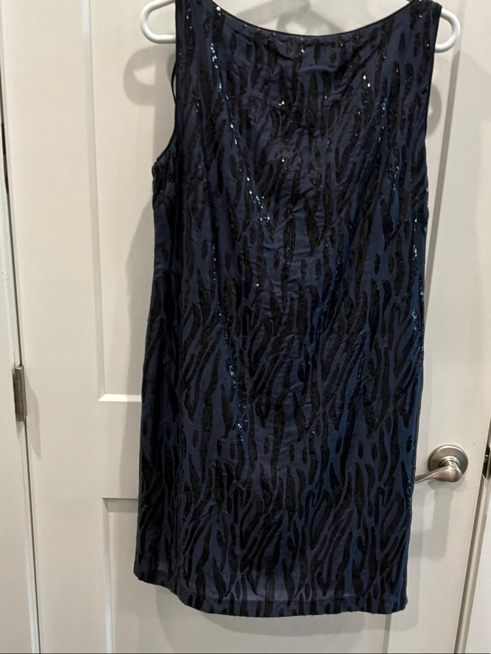 Suzy Chin Maggy Boutique Size 10 Navy Blue Sequin Pattern Shift Dress